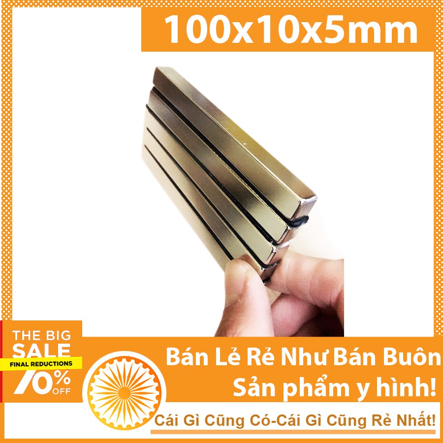 Nam châm đất hiếm 100x10x5mm siêu từ tính