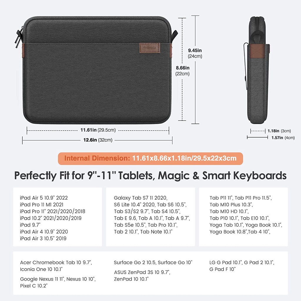 Túi Đựng Máy Tính Bảng Bằng Polyester Có Dây Đeo Vai Cho iPad Air 5 10.9 &quot;2022 / Tab A 11 2021-2018 / iPad Air 4 10.9 / Tab S8 2022 / Tab A 10.1 9 / 9