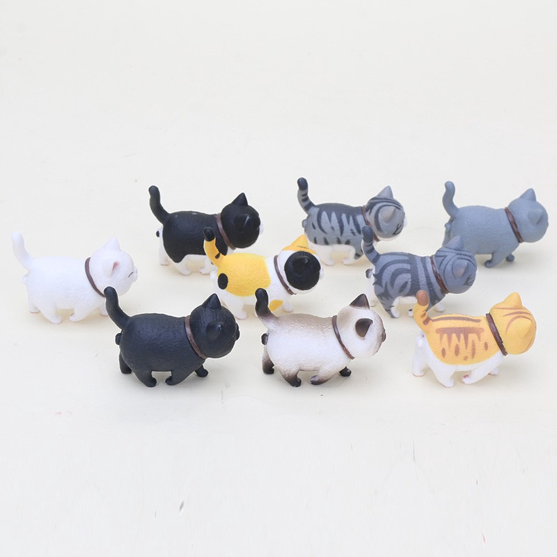 Set 9 Mô Hình Mèo Xinh Xắn Chất Liệu PVC  Cartoon Kawaii Cats Small Bell Action Figure Toy