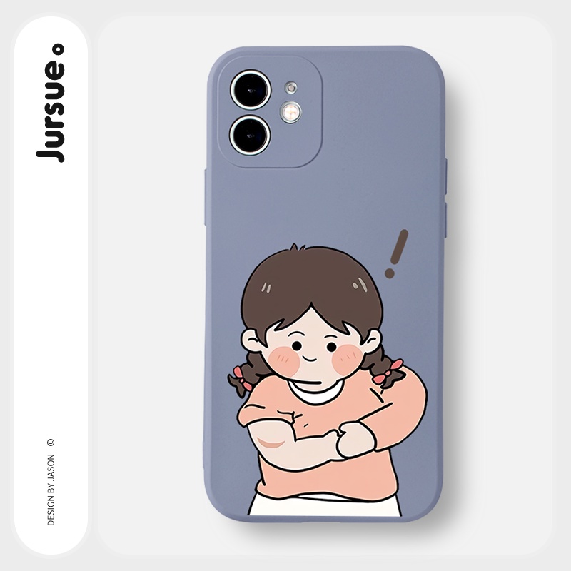 Ốp lưng JURSUE hoạt hình cặp đôi dễ thương đẹp cho iPhone 13 12 11 Pro Max SE 2020 X XR XS 8 7 ip 6S 6 Plus Y2017