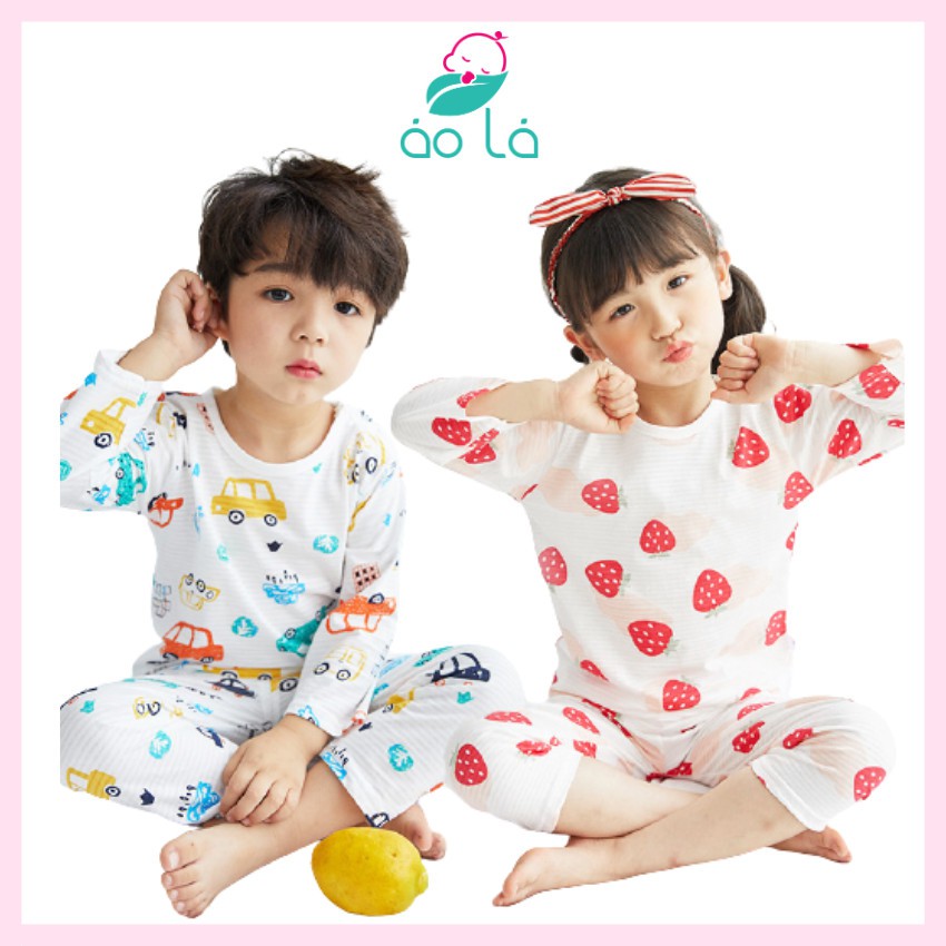 Bộ đồ lửng dài cotton tre cho bé size 11kg-25kg từ 1 tuổi-7 tuổi, đồ bộ dài tay cho bé mặc ngủ