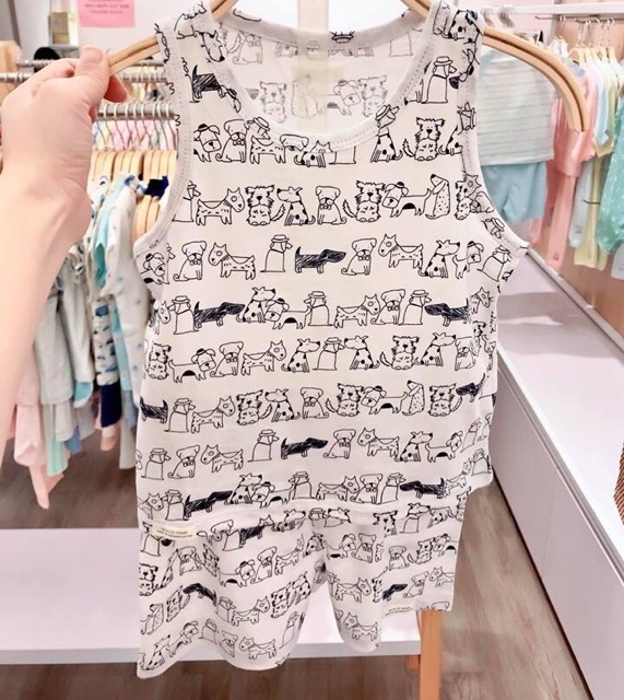 Bộ ba lỗ cotton giấy vải mát Momma 2019