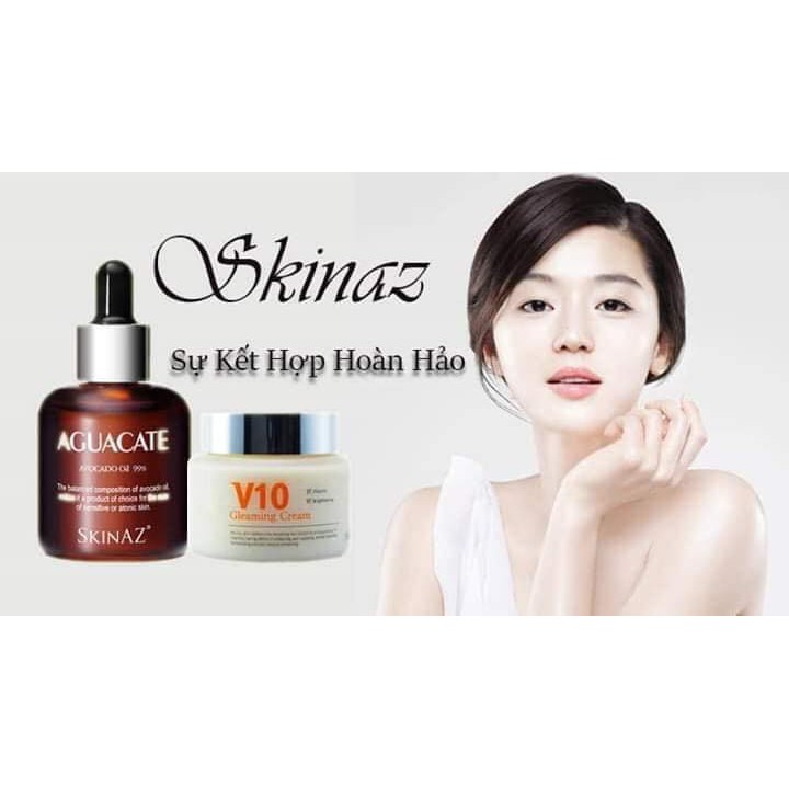 Bộ Dưỡng Trắng Da Skinaz Serum Tinh Chất Bơ và Kem V10 Skinaz Hàn Quốc