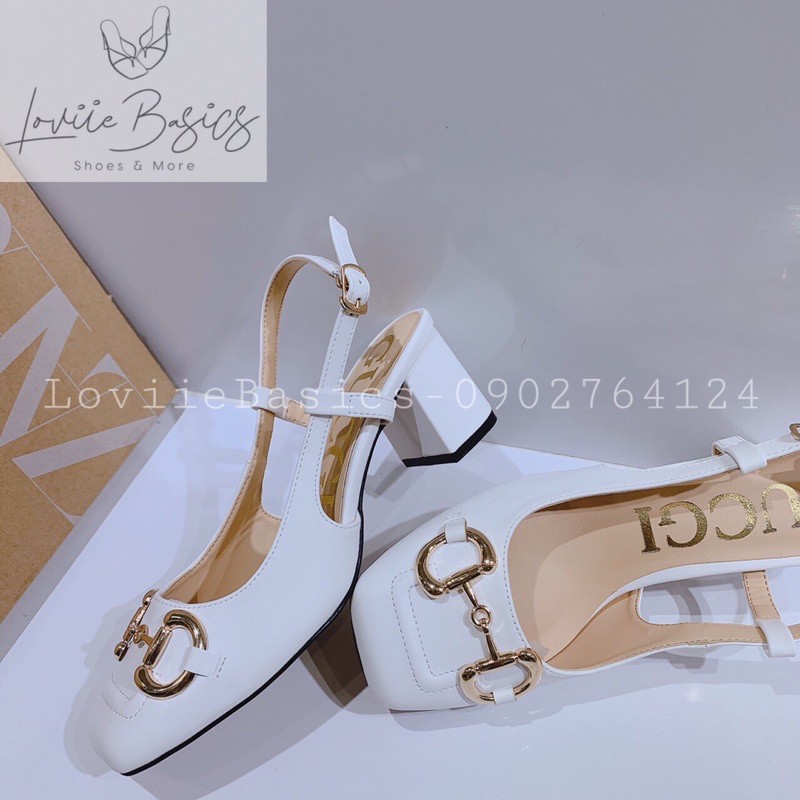 GIÀY CAO GÓT ĐẾ VUÔNG LOVIIE BASICS  - SANDAL BÍT MŨI 5 PHÂN ĐÍNH KHOÁ G210533