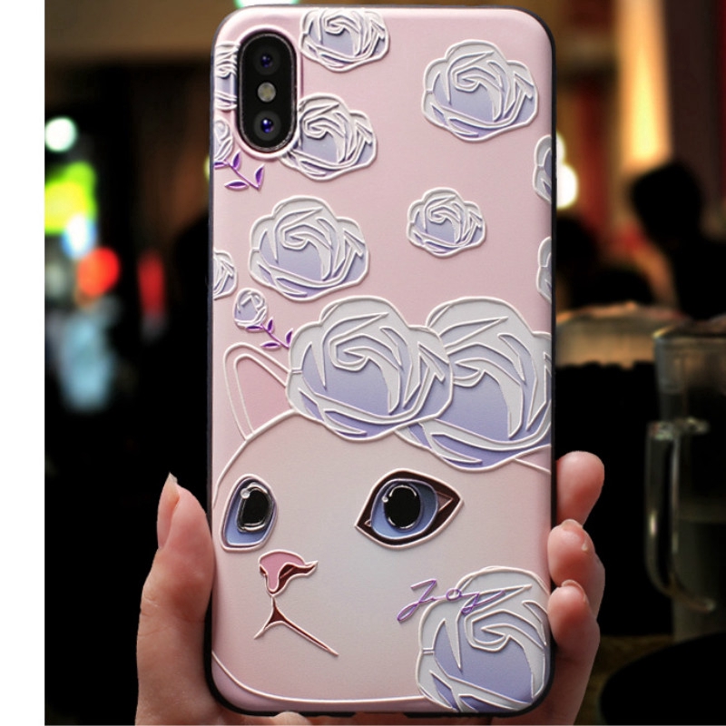 Ốp lưng dẻo hình con mèo màu hồng cho iPhone 12 mini se 2020 11 Pro Max X XR XS Max 6 7 8 Plus