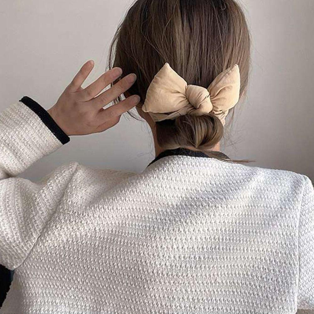 Dây Cột Tóc Scrunchies Bằng Vải Cotton Co Giãn Đính Nơ Dễ Thương Cho Nữ Giá Đỡ