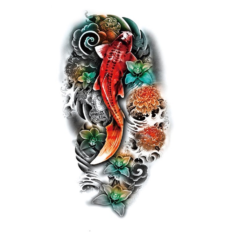 Miếng Dán Hình Xăm Cá Chép Chống Nước Cho Nam