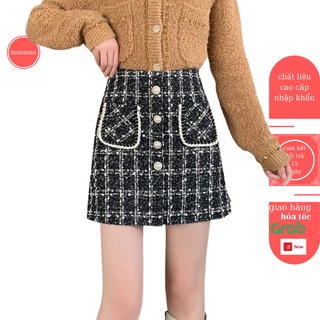 Chân váy dạ tweed munmun chân váy chữ A dày dặn phong cách hàn quốc