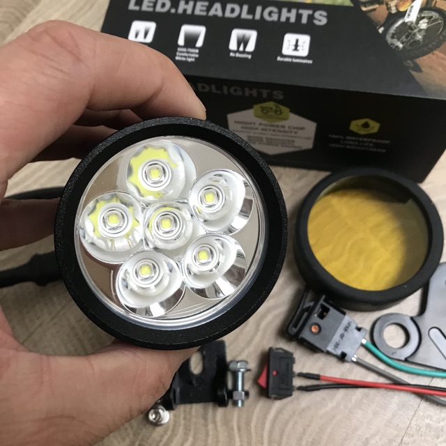 Đèn Trợ Sáng L6X Gắn Xe Máy 12V Ánh Sáng Trắng