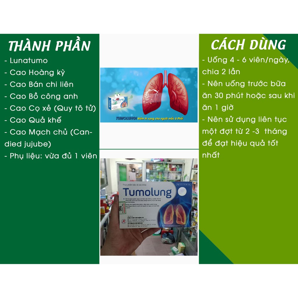Viên Uống Tumolung - Giúp tăng cường chống oxy hóa, hỗ trợ giảm nguy cơ viêm nhiễm và hỗ trợ tăng cường sức đề kháng
