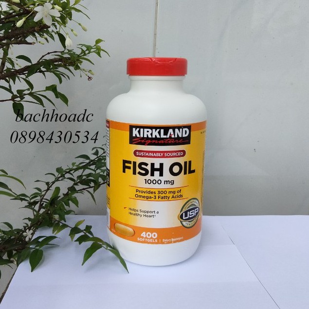 [DATE 3/2024-chuẩn Mỹ] Dầu Cá Kirkland Fish Oil 1000Mg 400 viên của Mỹ
