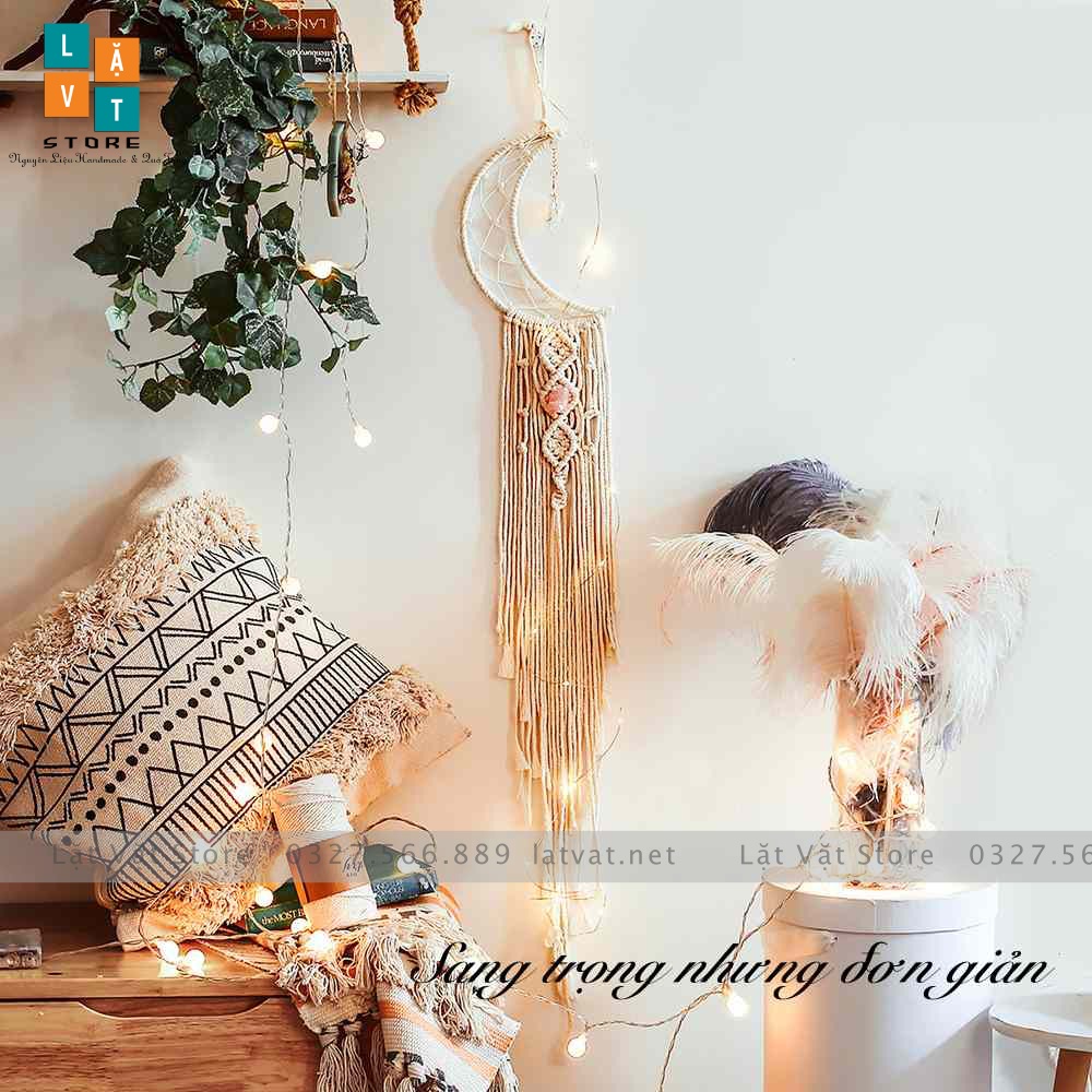 Macrame dệt tay Monternet handmade kiểu Dream Catcher Mặt Trăng Khuyết - thảm dệt tay quà tặng, trang trí, decor home