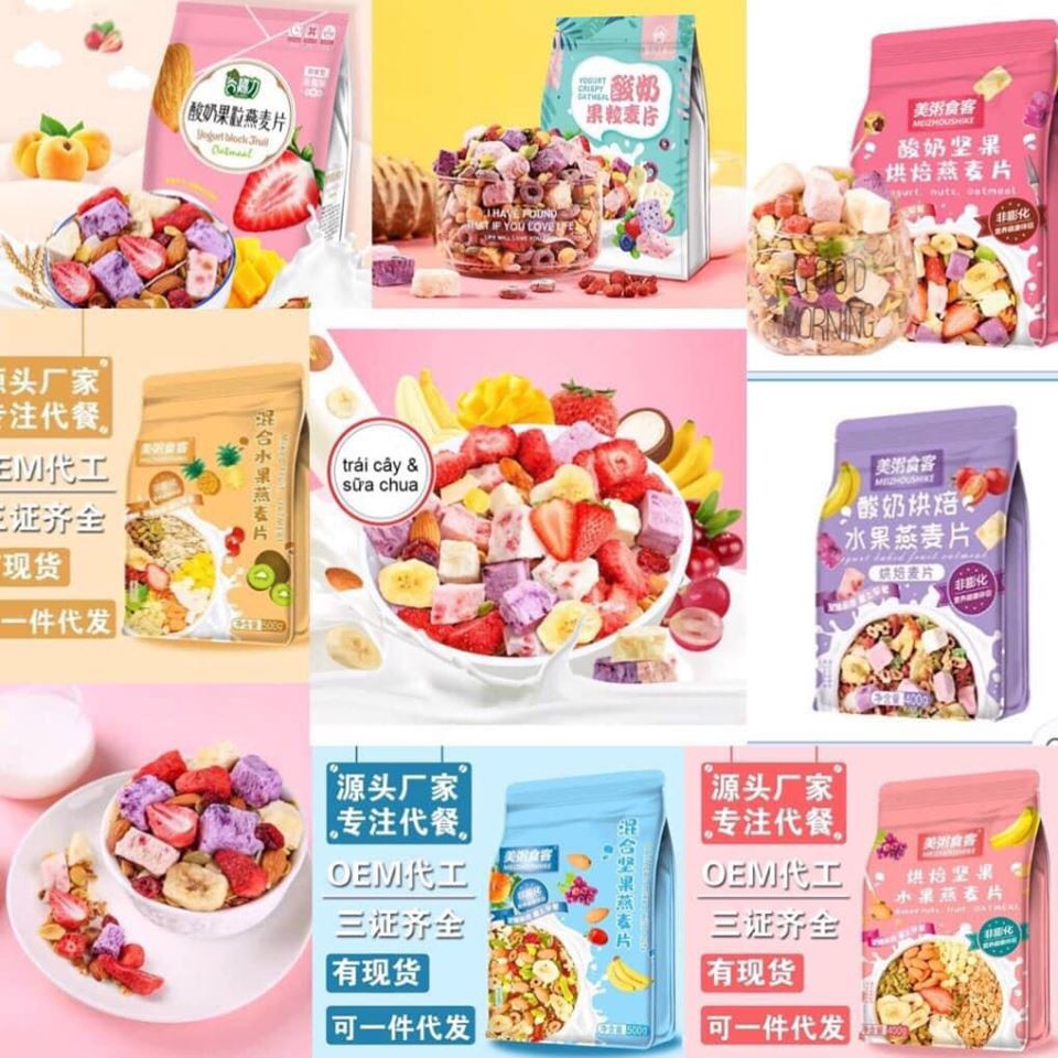 [GÓI HỒNG] Ngũ Cốc Sữa Chua Hoa Quả Trái Cây Sấy Khô Yến Mạch  400G - Ngũ Cốc Ăn Kiêng Giảm Cân