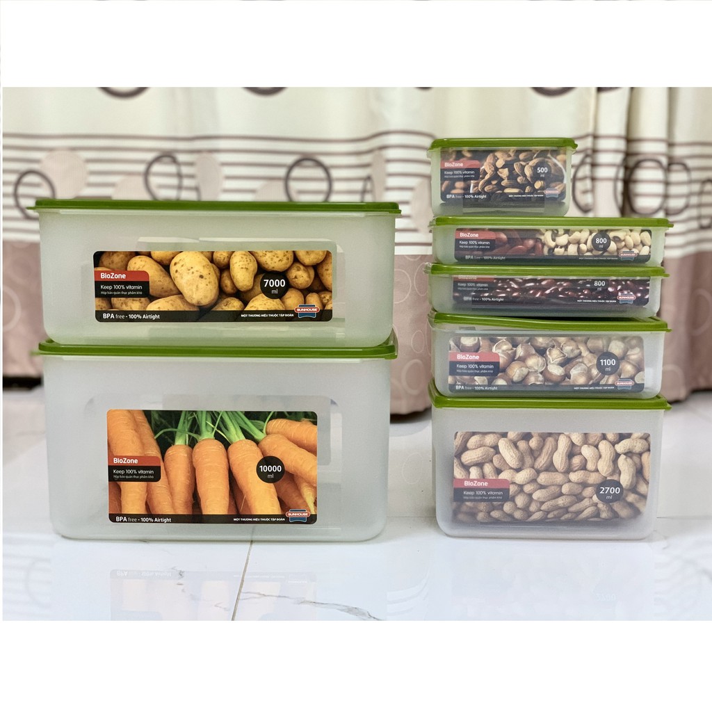 Hộp bảo quản thực phẩm khô SUNHOUSE BioZone,hộp đựng thức ăn SUNHOUSE, 400ML, 500ML,800ML, 1100ML, 2700ML, 7000ML