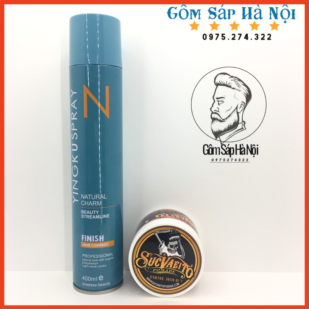 COMBO Sáp Vuốt Tóc Suavecito + Gôm xịt tóc YINGKUSPRAY