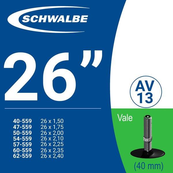 [CHÍNH HÃNG] RUỘT XE ĐẠP SCHWALBE 26” AV13 (40MM) (1 cái)