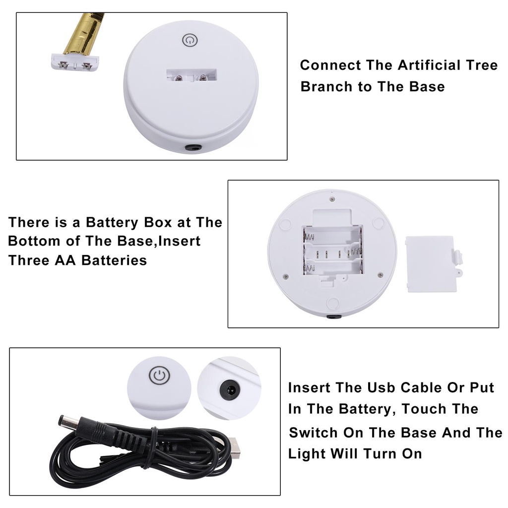 Dây Đèn Led Trang Trí Cây Bonsai Cổng Usb / Pin Có Công Tắc Cảm Ứng