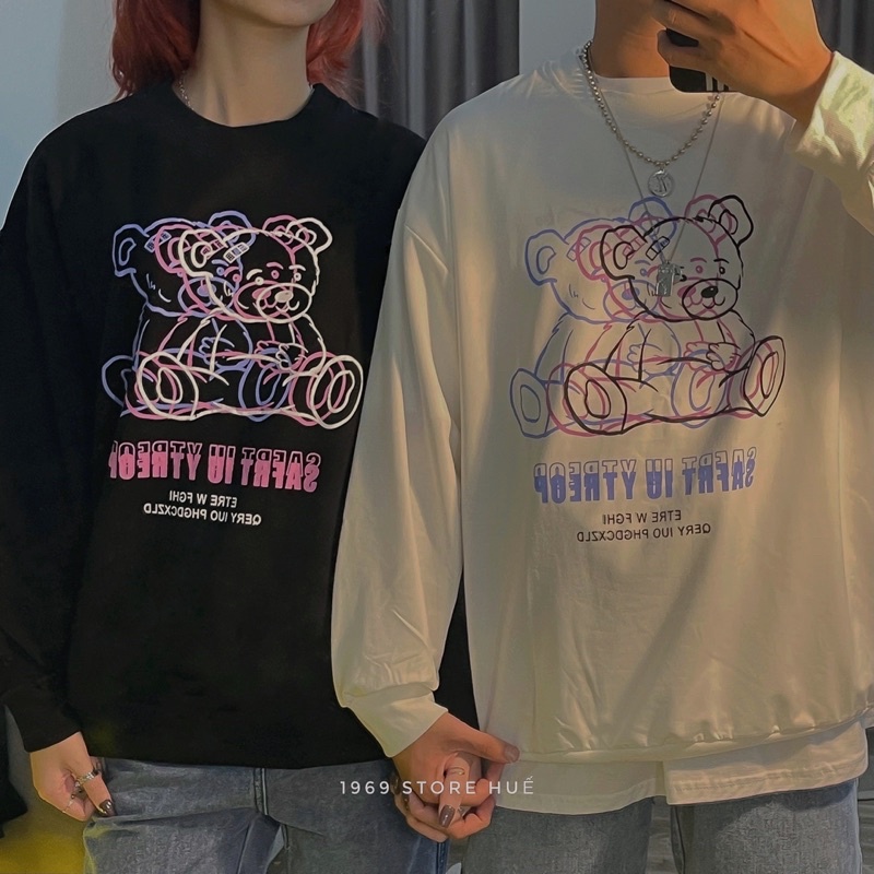 Áo phông dài tay gấu 9085 🌸[FREESHIP]🌸 Áo form rộng 1969 | BigBuy360 - bigbuy360.vn