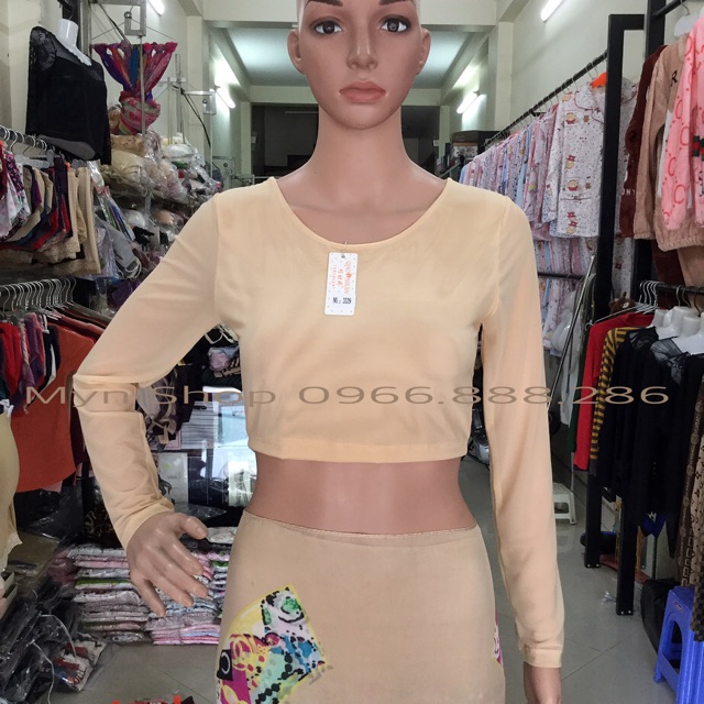 Áo mặc trong váy sát nách lưới trơn DÀI TAY | BigBuy360 - bigbuy360.vn