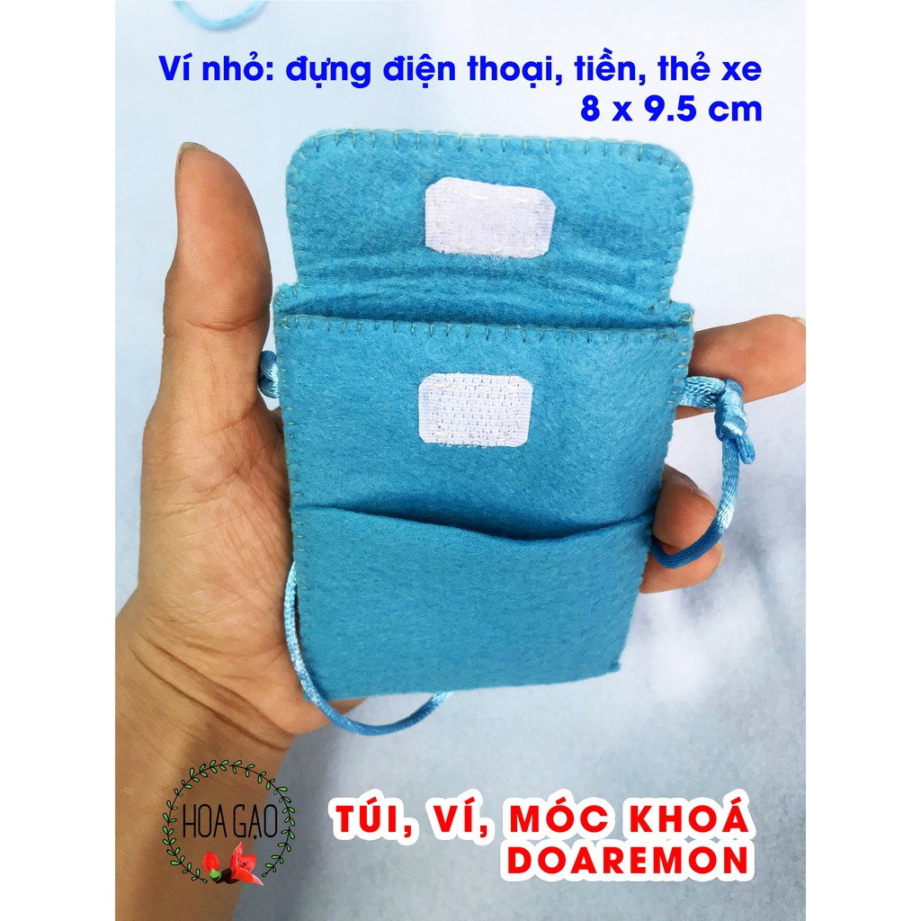 combo DORAEMON túi ipad, ví điện thoại móc khoá handmade loại cao cấp, làm theo đặt hàng