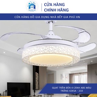 Qụat Trần Đèn 4 Cánh ABS Trắng 42KSA - 210 🔰 CAM KẾT CHÍNH HÃNG 🔰 Quạt Trần Đèn Hiện Đại Điều Khiển Từ Xa