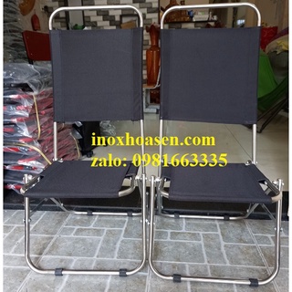 Ghế inox câu cá lưng cao,ghế xếp cafe ngoài trời,ghế vải sịn dày,bền đẹp