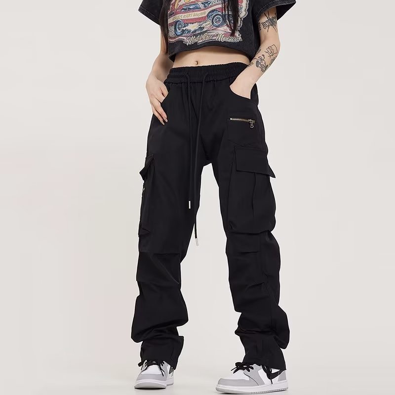 Quần Dài Dáng Suông Rộng Màu Trơn Có Túi Lớn S-3xl Thời Trang Mùa Hè Phong Cách Hàn Quốc Cho Nam Và Nữ