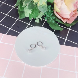 Bạc 925 - Bông tai tròn hạt đá lấp lánh