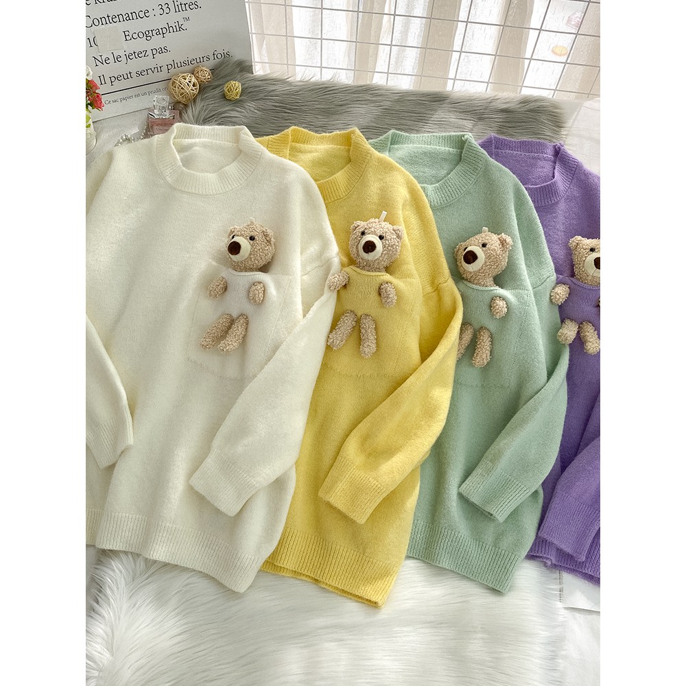 L091 - Áo len nữ gấu siêu xinh hàng Quảng Châu (Kèm ảnh thật)