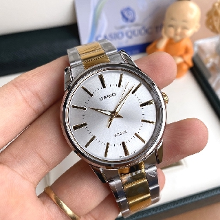 Đồng hồ nam casio 💖freeship💖 đồng hồ casio mtp-1303sg-7avdf demi vàng dây thép