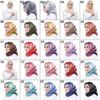 🌹Aibins🌹Lụa Hijab Rắn Màu Khăn Choàng Lụa Tudung WJ1005