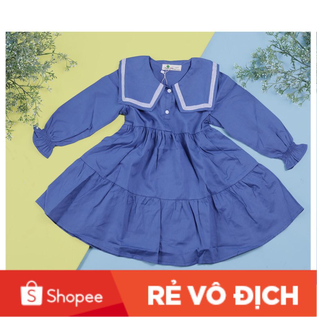 Váy thô dài tay  viền cổ, tay dúm bé gái size 6-10T, cho bạn 24-35kg . Chất thô siêu đep, kiểu dáng hiện đại