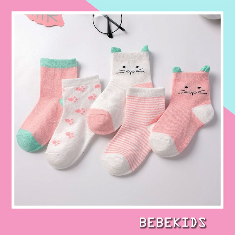 Sét 5 Đôi Tất Lưới hình Kids Sock / Pony Kids thu đông cho bé sơ sinh 0-20 tháng