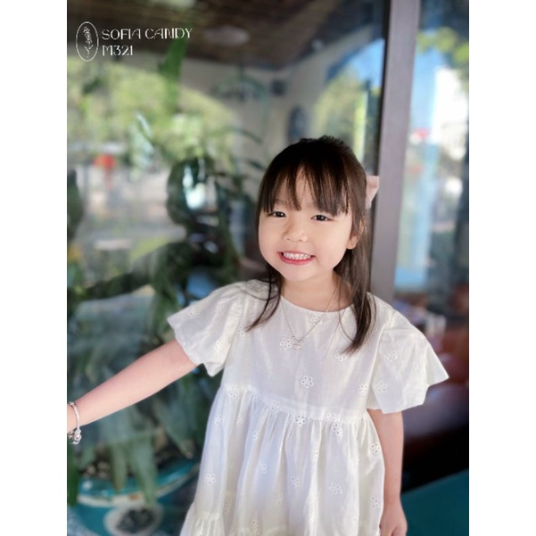 Váy thêu tay bồng bé gái 10-40kg