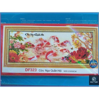 FreeShip 250k Toàn Quốc-Tranh đính đá cao cấp cửu ngư quần hội DF323- Ngocthinhshop