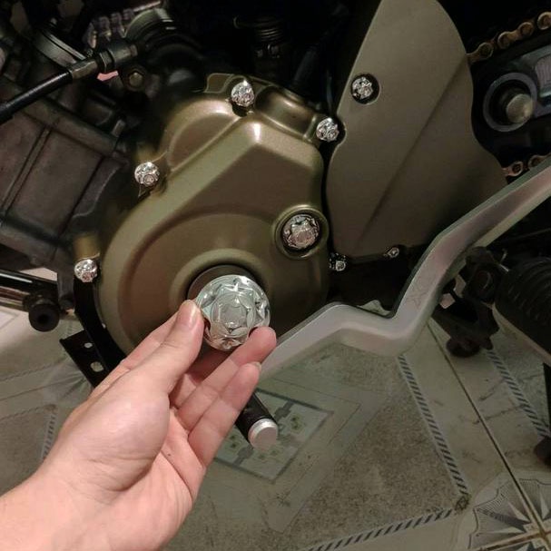 Ốc mâm lửa Salaya Honda, YA inox 304 chống rỉ sét cho Wave, Sirius, Exciter, Winner 150,...và nhiều dòng xe tương thích