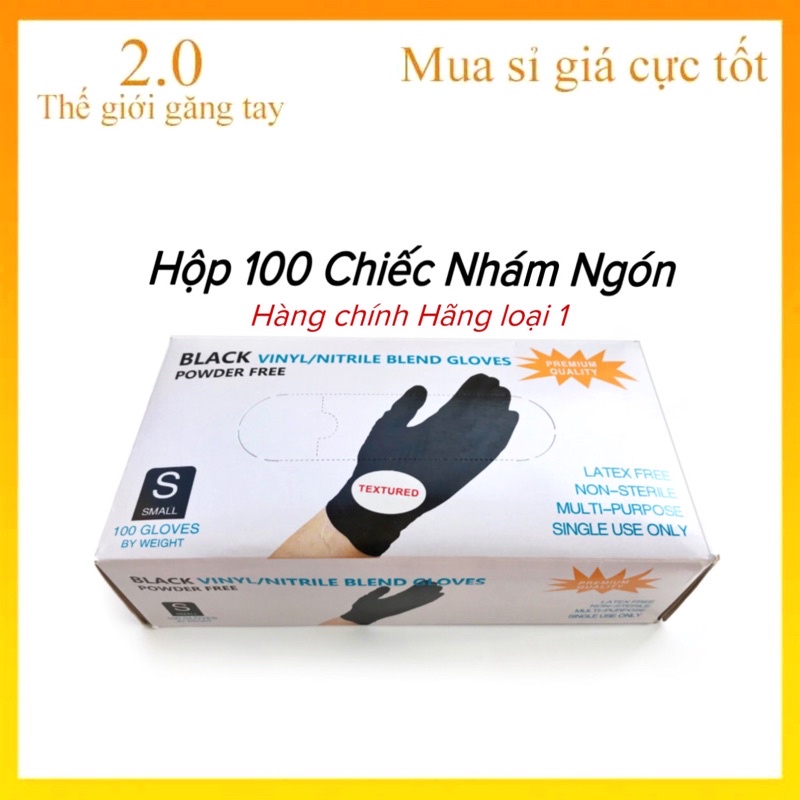 Găng tay y tế đen siêu dai không bột nhám ngón hộp 100 chiếc , chuyên dụng tóc spa phun xăm thẩm mỹ...
