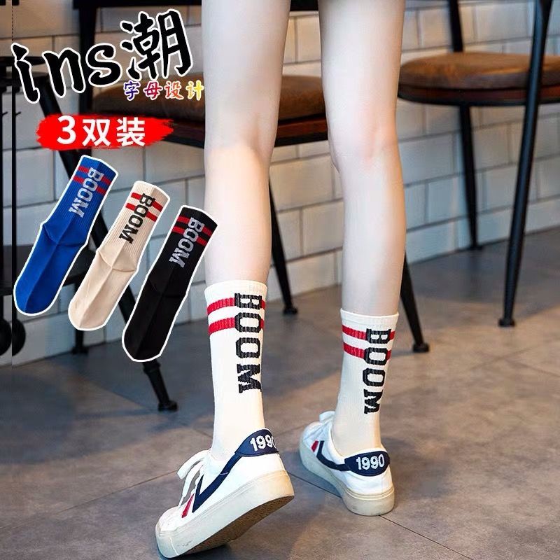 Vớ Thể Thao Cổ Cao Phong Cách Harajuku Hàn Quốc Thời Trang Xuân Hè Cho Nữ