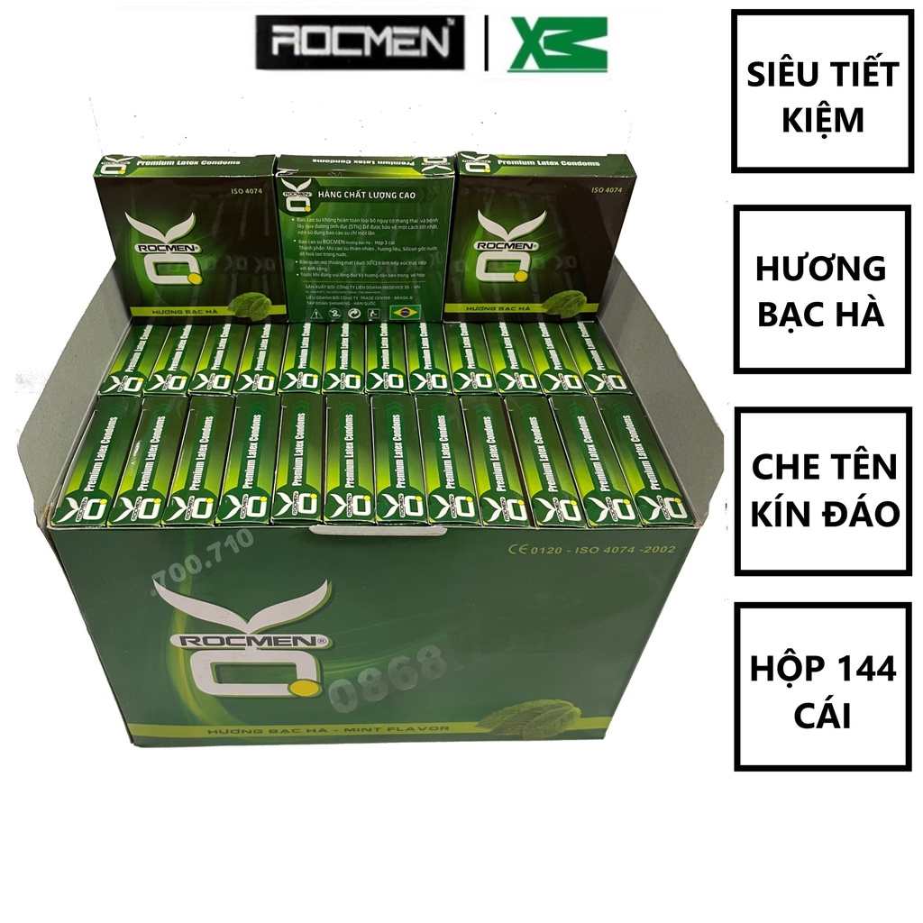 Bao cao su OK gia đình 144 cái giá rẻ Rocmen hương dâu - hương bạc hà - không mùi tuỳ chọn siêu tiết kiệm