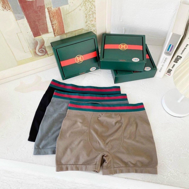 Hộp 3 sịp nam boxer hộp xanh co giãn 4 chiều thấm mồ hôi