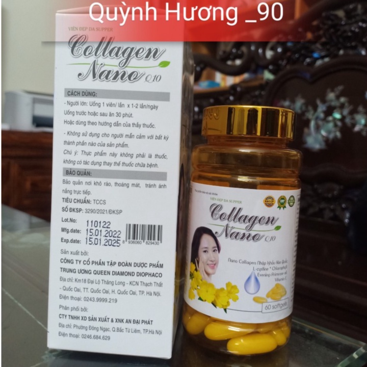 Viên uống COLLAGEN NANO Q10 lọ 60 viên giúp đẹp da,chống lão hóa