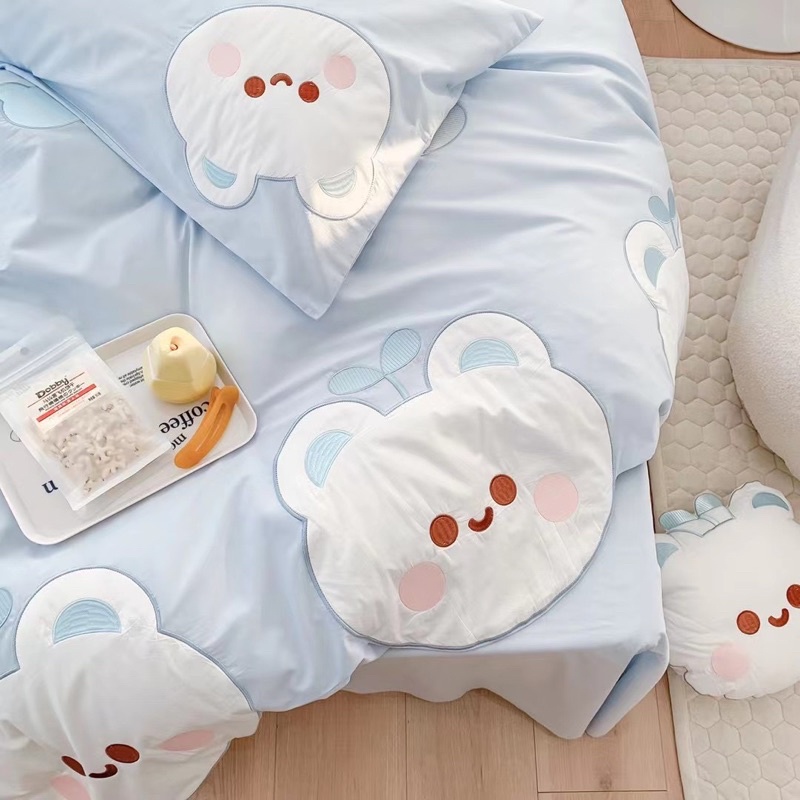 Bộ chăn ga gối Cotton Linen hữu cơ Thỏ Xinh 🐰