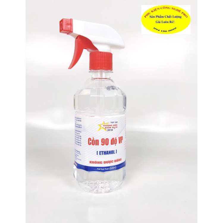 CỒN 90 ĐỘ VP Chai 500ml Có vòi xịt Diệt khuẩn Sát trùng vết thương Bảo vệ sức khỏe Thương hiệu Vĩnh phúc Sản xuất tại VN