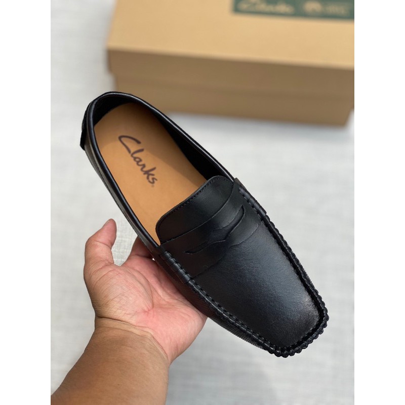 Giày lười da mũi vuông cho nam Clarks da thật cao cấp