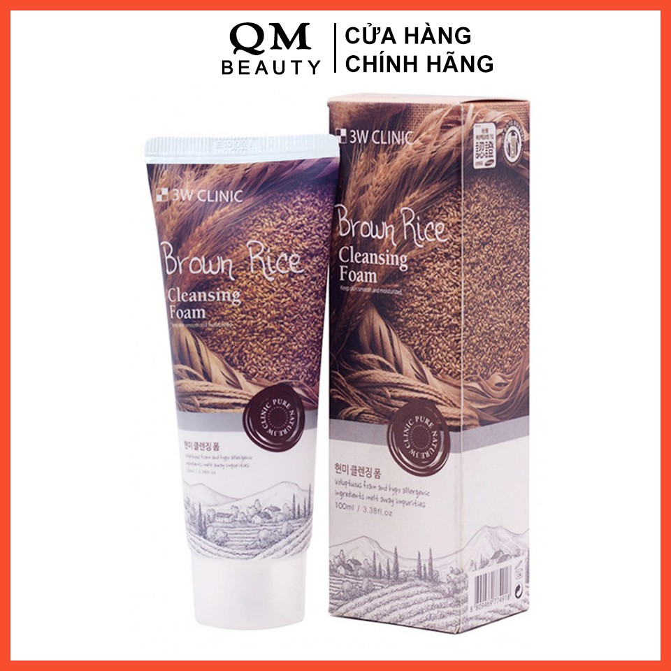 Sữa rửa mặt 3W Clinic Brown Rice Cleansing Foam 100ml Hàn Quốc mẫu mới