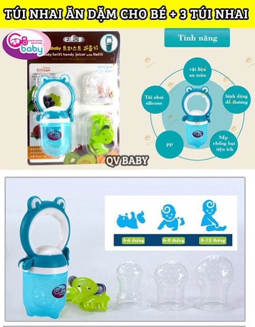 Túi Nhai Chống Hóc GB Baby Hàn Quốc 3 Giai Đoạn Cho Bé