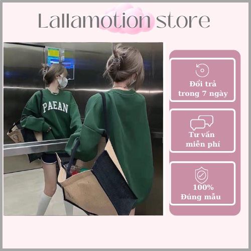 Áo nỉ sweater hoodie đôi nam nữ thời trang trẻ chữ PAEAN hàng quảng châu cao cấp co dãn from rộng hot LALLAMOTION 21 | BigBuy360 - bigbuy360.vn