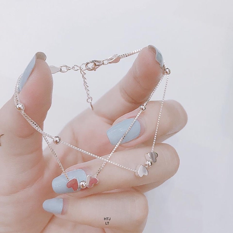 Lắc tay nữ trái tim tình yêu nhỏ xinh , cao cấp bóng đẹp chuẩn bạc ta - THJ SLIVER
