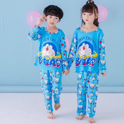 Bộ Đồ Ngủ Pijama Tay Dài Phong Cách Doraemon Dễ Thương Cho Bé