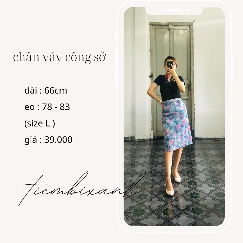 (2hand) chân vây công sở hoạ tiết si nhật tiembixanh